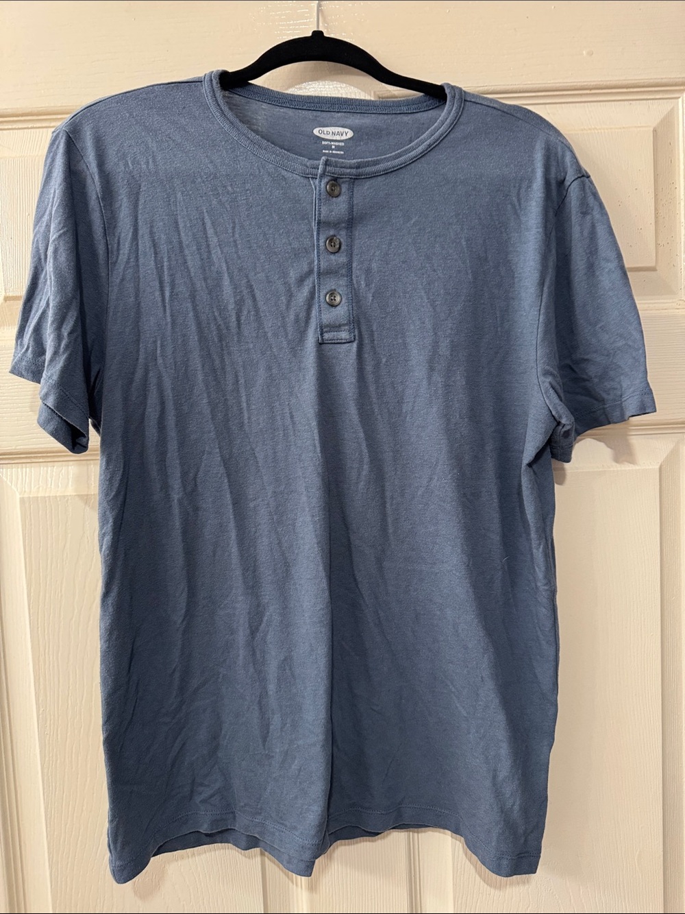 Old Navy Men's Slate Blue be Soft-Washed Short-Sleeve Henley Medium